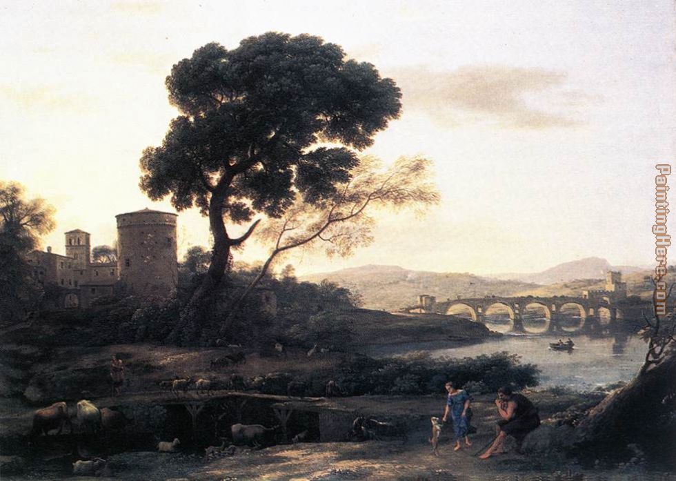 Landscape with Shepherds the Pont Molle painting - Claude Lorrain Landscape with Shepherds the Pont Molle art painting